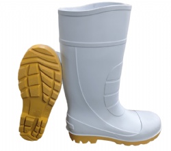 白色PVC玻纤食品防化学雨靴耐油耐酸碱防滑